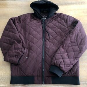 Point Zero Men's Burgundy Quilted Bomber Jacket Size Large Streetwear Normcore